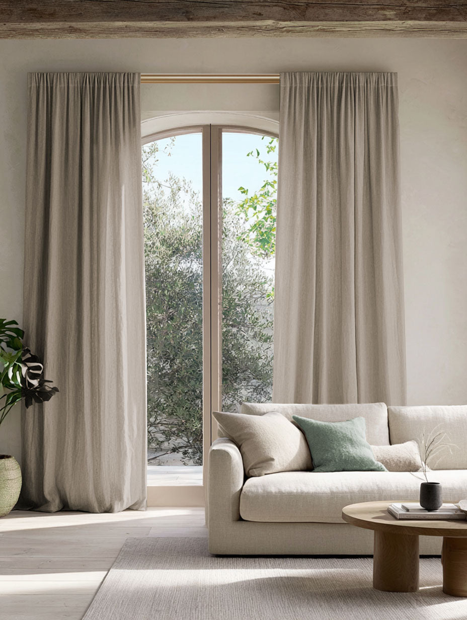 Wide Width curtains made of Carita double Width 100% Linen Curtain Fabric 