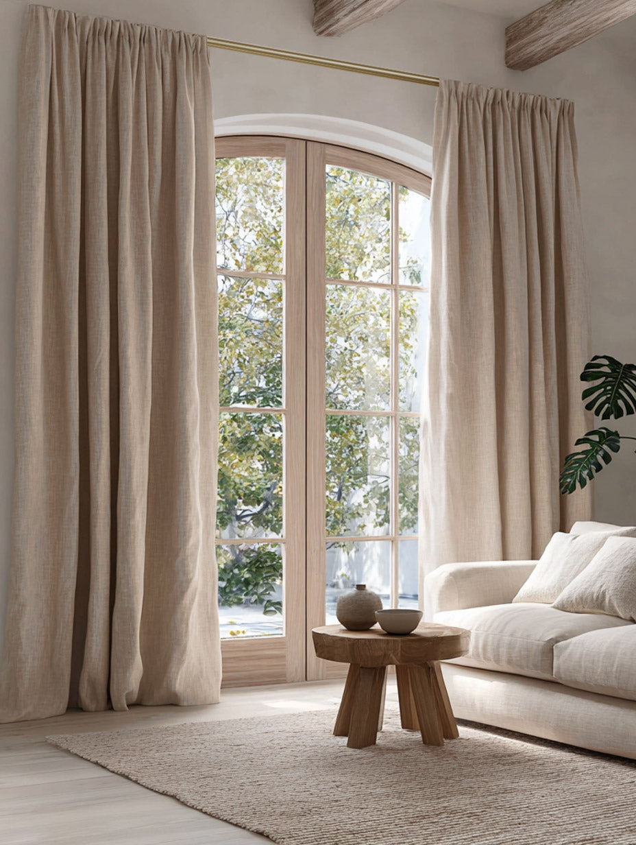 Wide Width curtains made of Carita double Width 100% Linen Curtain Fabric 