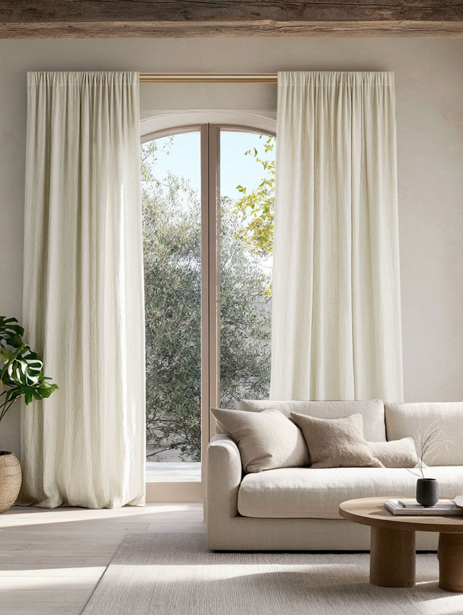 Wide Width curtains made of Carita double Width 100% Linen Curtain Fabric 