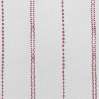 Inga Red - White fabric with Red decorative stripes, 100% Linen