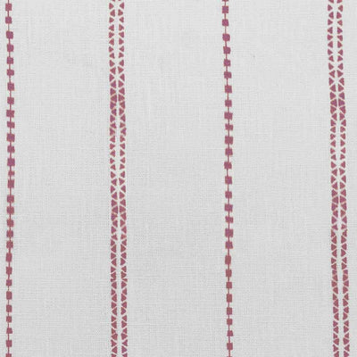 Inga Red - White fabric with Red decorative stripes, 100% Linen
