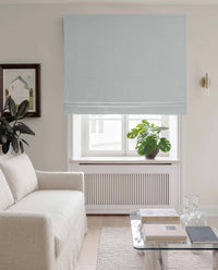 Duck Egg Blue Linen Roman blind blackout lined - pre-washed 100% linen. Bianco Duck Egg by Ada & Ina.