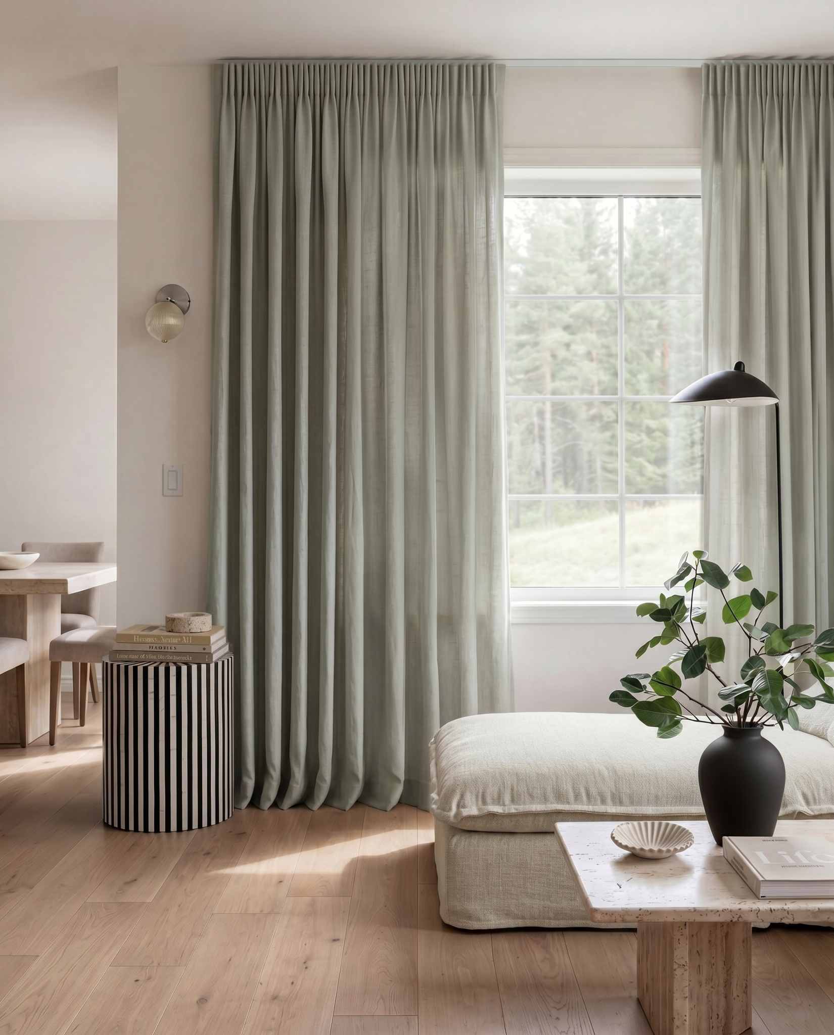 Duck egg Blue Pleated linen curtains. Made of soft Linen Cotton fabric Enni Duck Egg by Ada & Ina