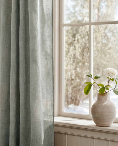 Duck egg Blue Bespoke Curtain - close-up. Linara Duck Egg by Ada & Ina