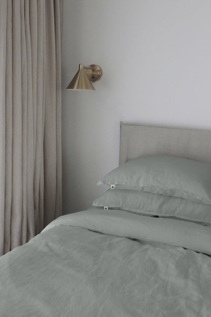 Linen Duvet Cover Double, Dusty Aqua