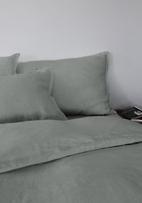 Linen Duvet Cover Double, Dusty Aqua