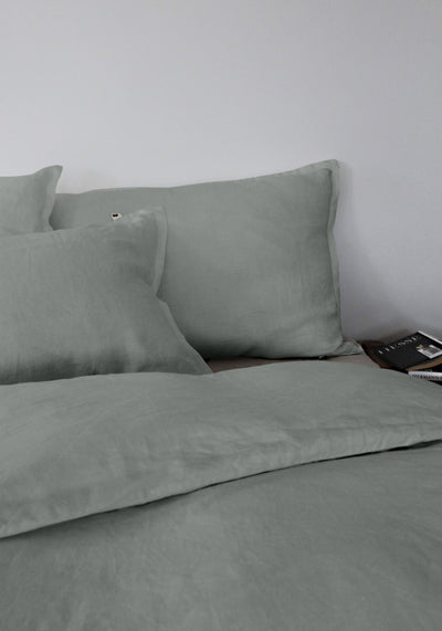 Linen Duvet Cover Double, Dusty Aqua