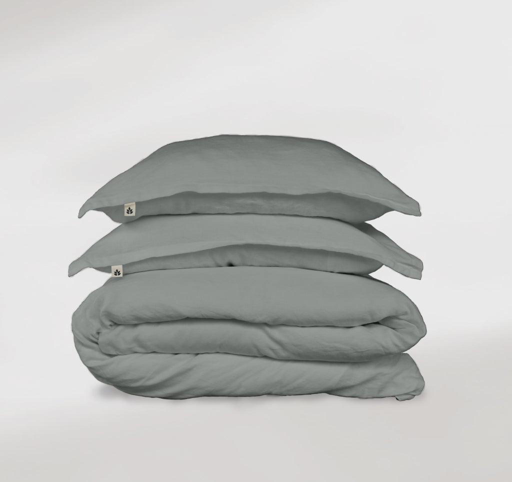 Linen Duvet Cover Double, Dusty Aqua