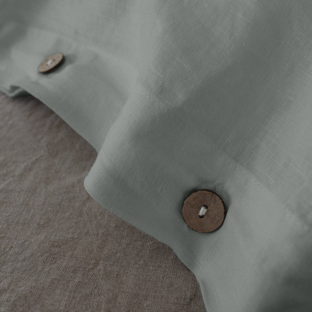 Linen Duvet Cover Double, Dusty Aqua