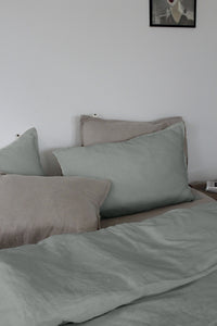 Linen Duvet Cover Double, Dusty Aqua