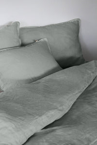 Linen Duvet Cover Double, Dusty Aqua