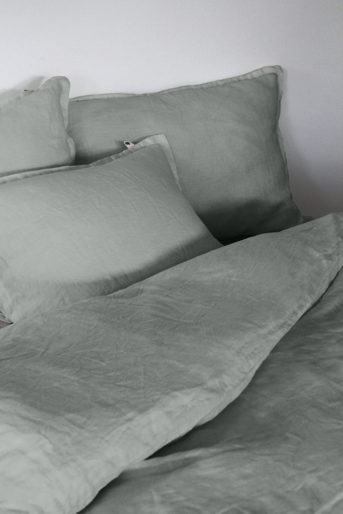 Linen Duvet Cover Double, Dusty Aqua