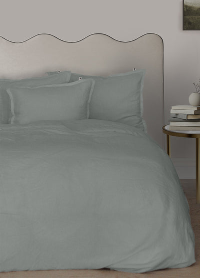 Linen Duvet Cover Double, Dusty Aqua