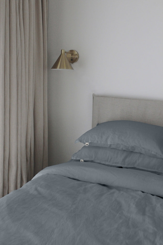 Blue Linen Duvet Cover and Pillow Cases , Linen Bedding Bedroom Shot