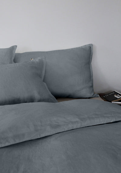 Linen Duvet Cover Single, Dusty Blue