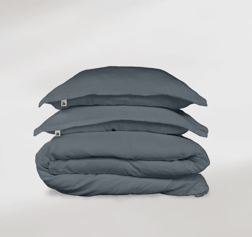 Linen Duvet Cover Super King, Dusty Blue
