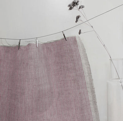 Laila Dusty Pink - Curtain fabric with Pink stripes