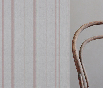Brea Dusty Pink - Natural fabric with Striped Pink print