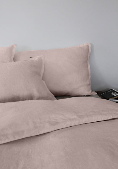 Linen Duvet Cover King, Dusty Rose - pillowcases