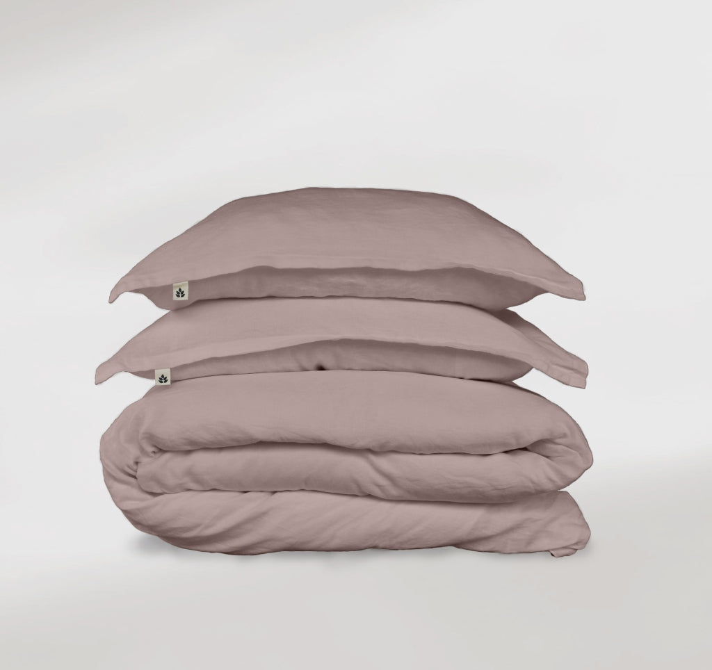 Linen Duvet Cover Super King, Dusty Rose