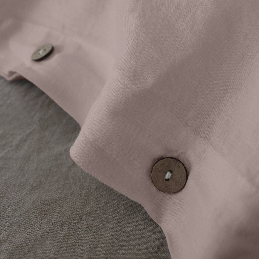 Linen Duvet Cover Double, Dusty Rose Linen Bedding Close Up