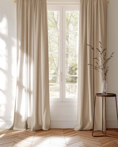 Dusty brown / beige neutral Cotton curtains