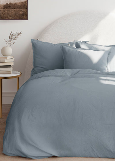 Blue Linen Duvet Cover and Pillow Cases , Linen Bedding Dusty Blue