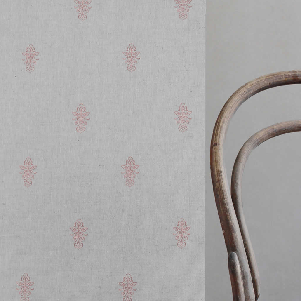 Lisana-NAT Dusty Pink - Curtain fabric with Pink abstract print