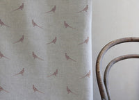 Pheasant Dusty Pink - Curtain fabric with pink pattern of pheasants