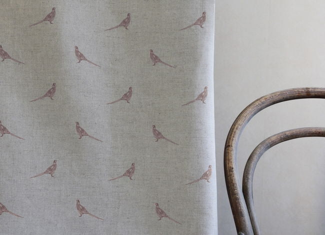 Pheasant Dusty Pink - Curtain fabric with pink pattern of pheasants
