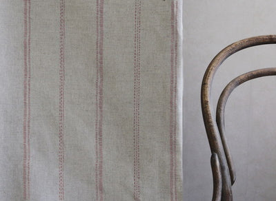 Rae Dusty Pink - Curtain fabric with pink hand drawn stripes