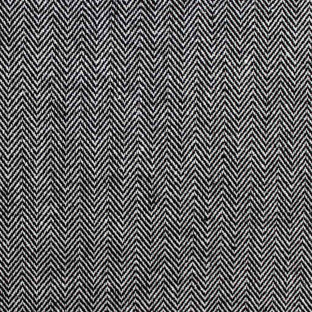 Edda Noir - Black and white Herringbone fabric for curtains