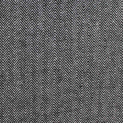 Edda Noir - Black and white Herringbone fabric for curtains