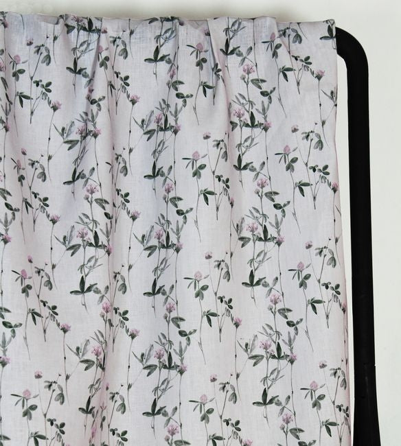 Estelle Powder Rose - Curtain fabric with Pink and Green floral print