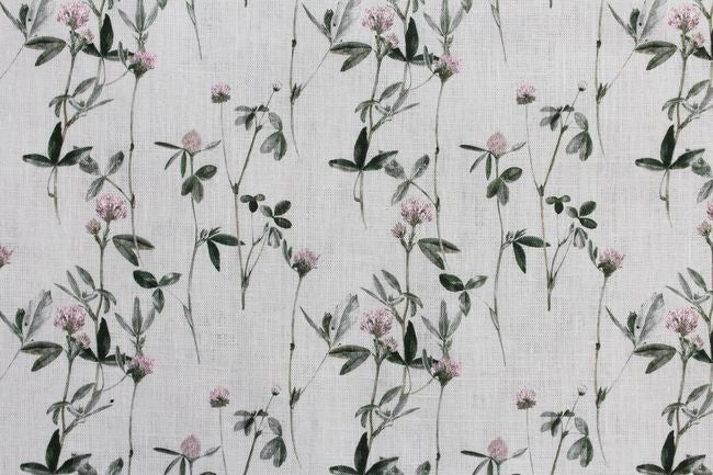 Estelle Powder Rose - Curtain fabric with Pink and Green floral print