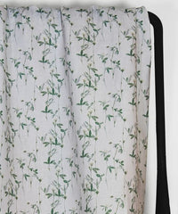 Estelle White - Curtain fabric White / Green and Grey floral print