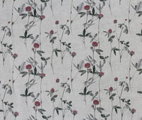 Esther Cherry - Natural fabric with Red and Grey floral print