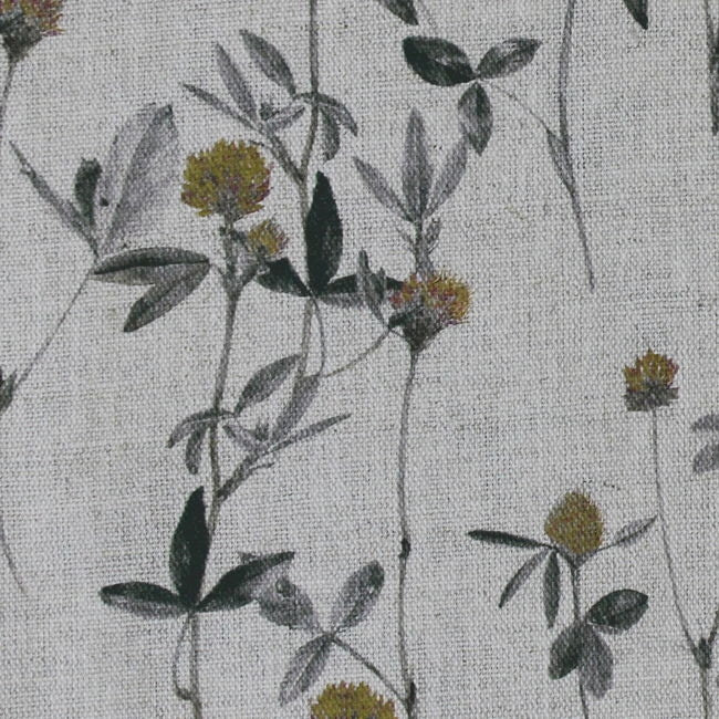 Esther Mustard - Natural fabric with yellow print