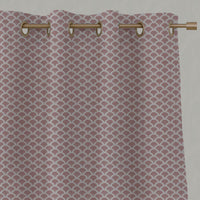 Pink Patterned Linen Eyelet Curtain - Erle Dusty Pink - Natural base fabric.