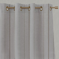 Brown Patterned Linen Eyelet Curtain - Inari Sand  - Natural base fabric.