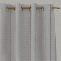 Brown Patterned Linen Eyelet Curtain - Inari Umbre - Natural base fabric.