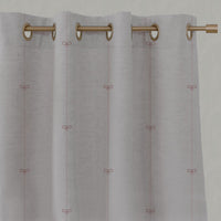 Pink Striped Linen Eyelet Curtain - Mimmi Dusty Pink - Natural base fabric.