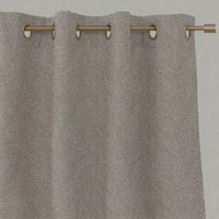 Brown Botanical Linen Eyelet Curtains - Alma Sand - Natural base fabric.
