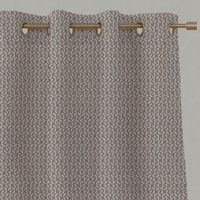 Pink Patterned Linen Eyelet Curtains - Arina New Blush - Natural base fabric.