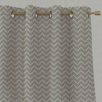 Neutral / Brown Patterned Linen Eyelet Curtains - Azig Taupe Mist - Natural base fabric.