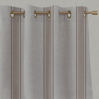 Pink Striped Linen Eyelet Curtains - Bella New Blush - Natural base fabric.