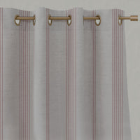 Pink Striped Linen Eyelet Curtains - Brea Dusty Pink  - Natural base fabric.