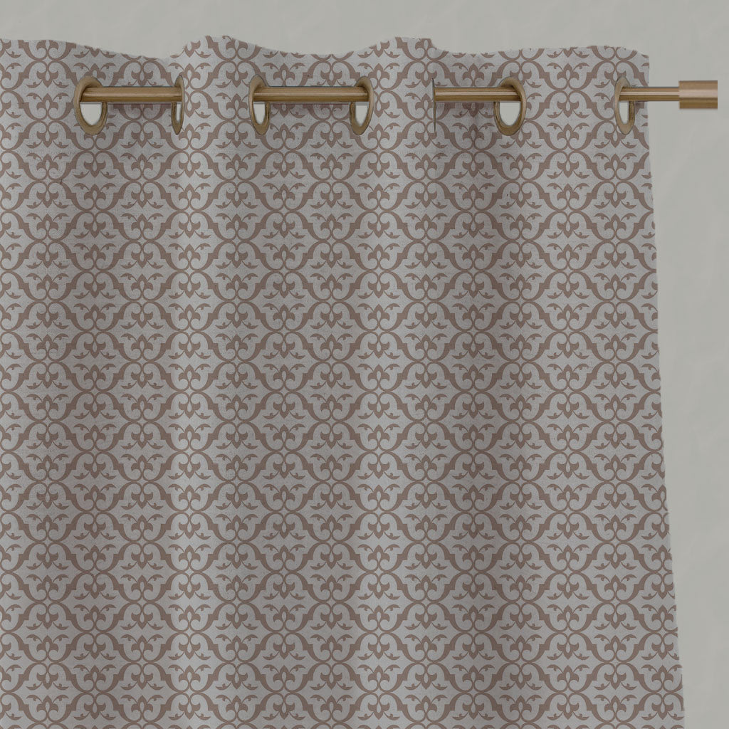 Pink Patterned Linen Eyelet Curtains - Brita New Blush - Natural base fabric.