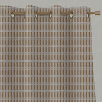 Orange / Yellow Patterned Linen Eyelet Curtains - Egenia Gold Ochre - Natural base fabric.