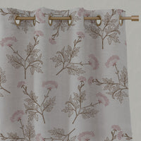 Pink / Brown Botanical Linen Eyelet Curtains - Emmy Dusty Pink - Natural base fabric.